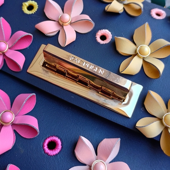 Zac Posen Blue Rainbow Floral Parisian Nights Eartha Top Handle Convertible Bag - Picture 5 of 16